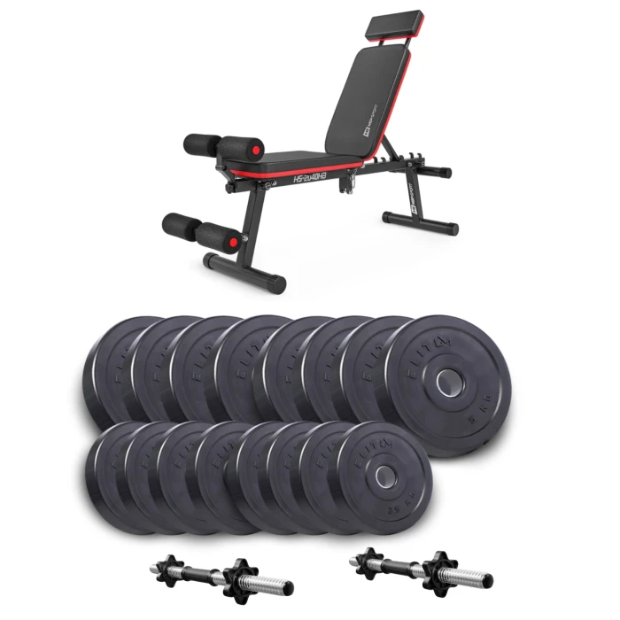 Набір Elitum Titan гантелі 2х31кг з лавою Hop-Sport HS-2040 HB