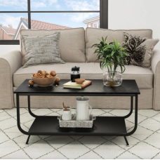 Журнальный стол Costway Marble двухъярусный черный