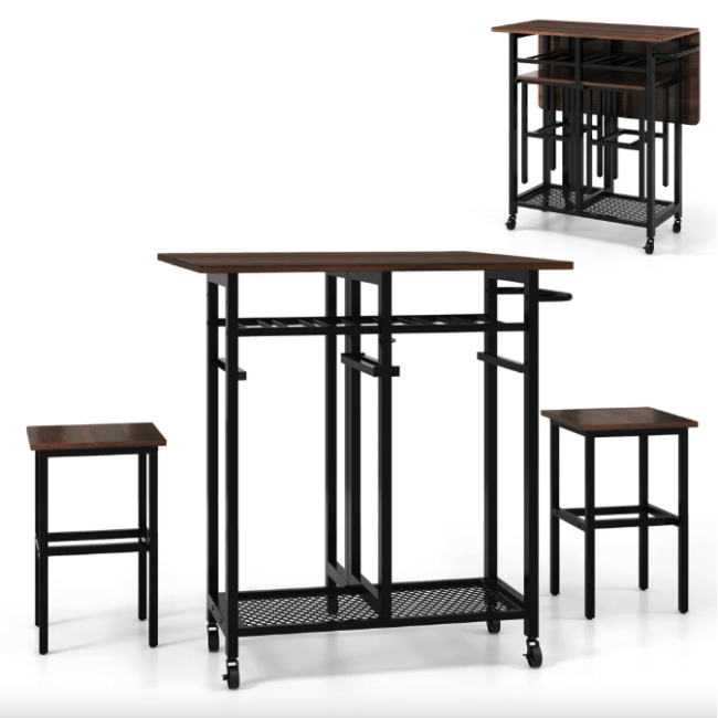 Комплект барный Costway Ravelli раскладной стол со стульями в стиле Loft