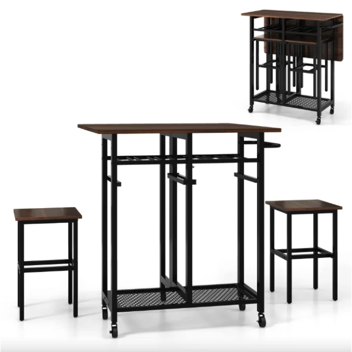Комплект барний Costway Ravelli розкладний стіл з стільцями в стилі Loft