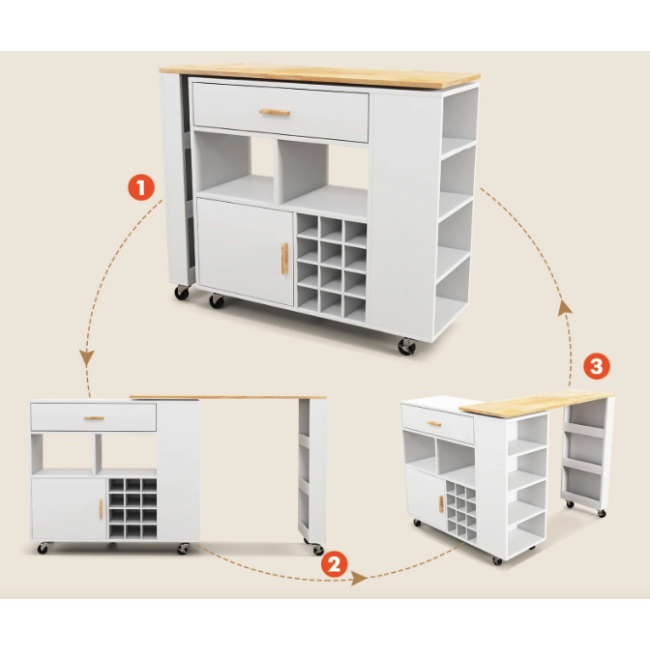 Раскладной столик тумба 2 в 1 Costway Rubber