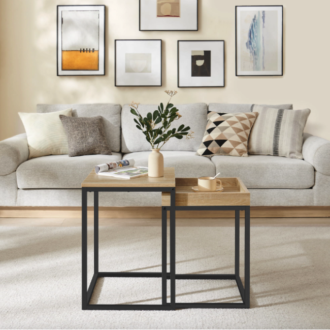 Комплект журнальних столиків Leobert Ascet в стилі Loft 2 шт сонома