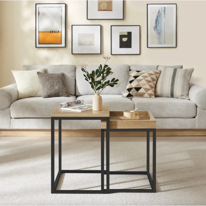 Комплект журнальних столиків Leobert Ascet в стилі Loft 2 шт сонома