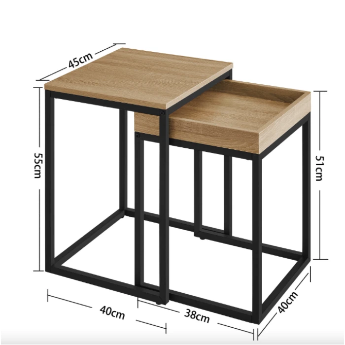 Комплект журнальних столиків Leobert Ascet в стилі Loft 2 шт сонома