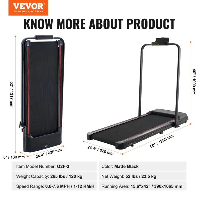 Беговая дорожка электрическая VEVOR Q2F-3, черная