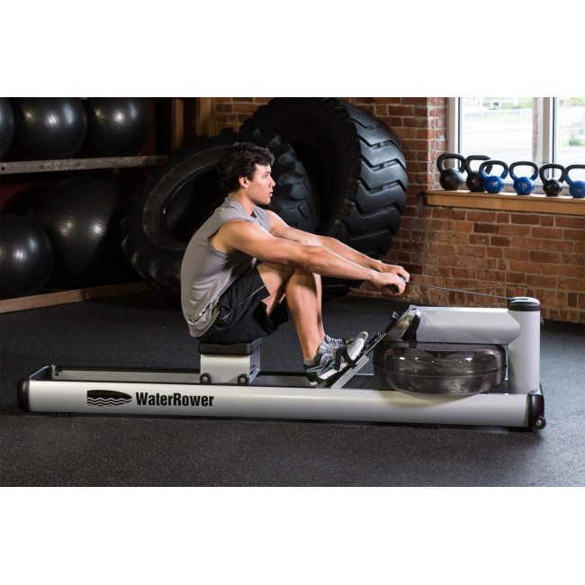 Гребной водный тренажер WaterRower M1 LoRise S4 Aluminum серый