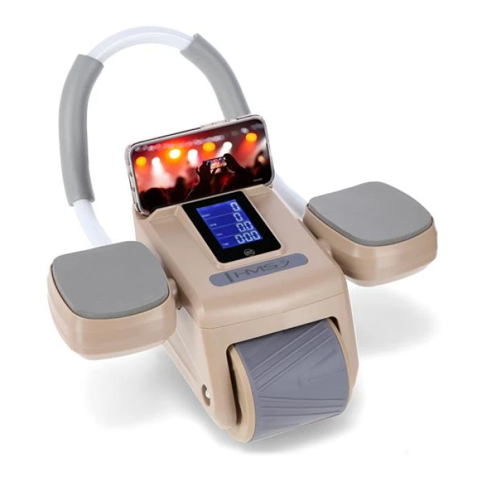 Колесо для тренировки мышц пресса HMS KA08 с LCD дисплеем и зарядкой, коричневое.