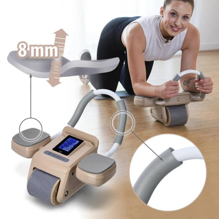 Колесо для тренировки мышц пресса HMS KA08 с LCD дисплеем и зарядкой, коричневое.