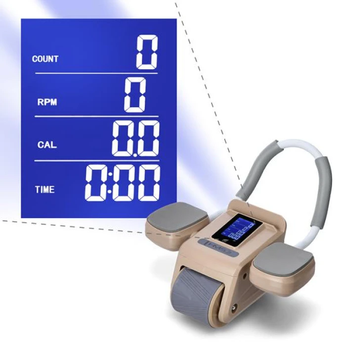 Колесо для тренировки мышц пресса HMS KA08 с LCD дисплеем и зарядкой, коричневое.