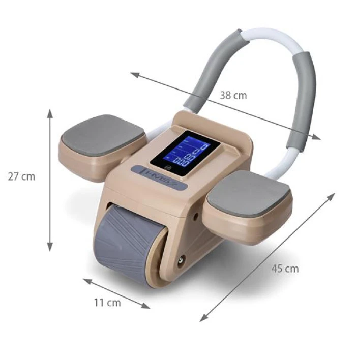 Колесо для тренировки мышц пресса HMS KA08 с LCD дисплеем и зарядкой, коричневое.