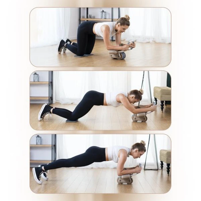 Колесо для тренировки мышц пресса HMS KA08 с LCD дисплеем и зарядкой, коричневое.