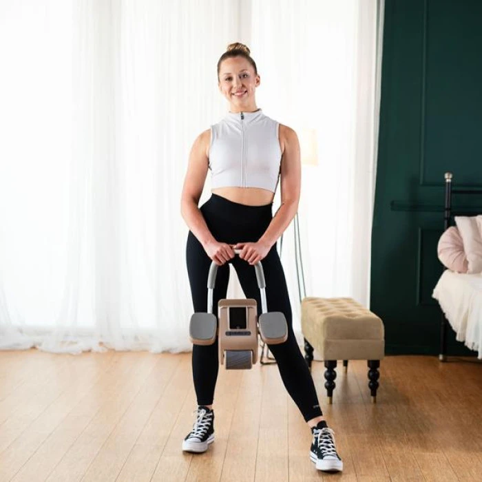 Колесо для тренировки мышц пресса HMS KA08 с LCD дисплеем и зарядкой, коричневое.