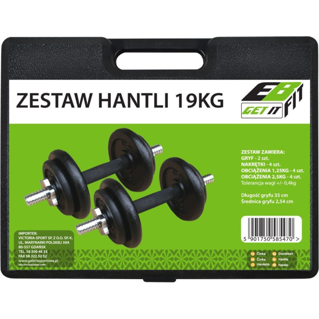 Гантель разборная чугунная Eb Fit 2 х 9,5 кг