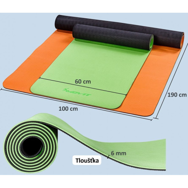 Тренажерный коврик Movit Yoga, 190 х 60 см, желтый