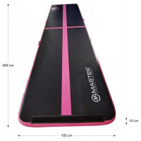 Мат надувной гимнастический MASTER, 400 x 100 x 10 см, черно-розовый.
