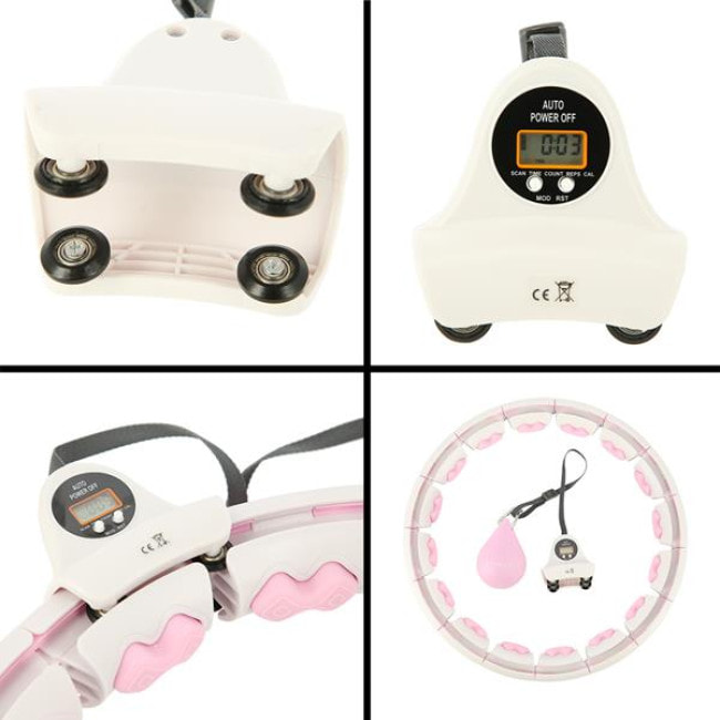 Хула-хуп HMS HHW06 со счетчиком, нагрузкой и поясом для похудения BR163, розовый