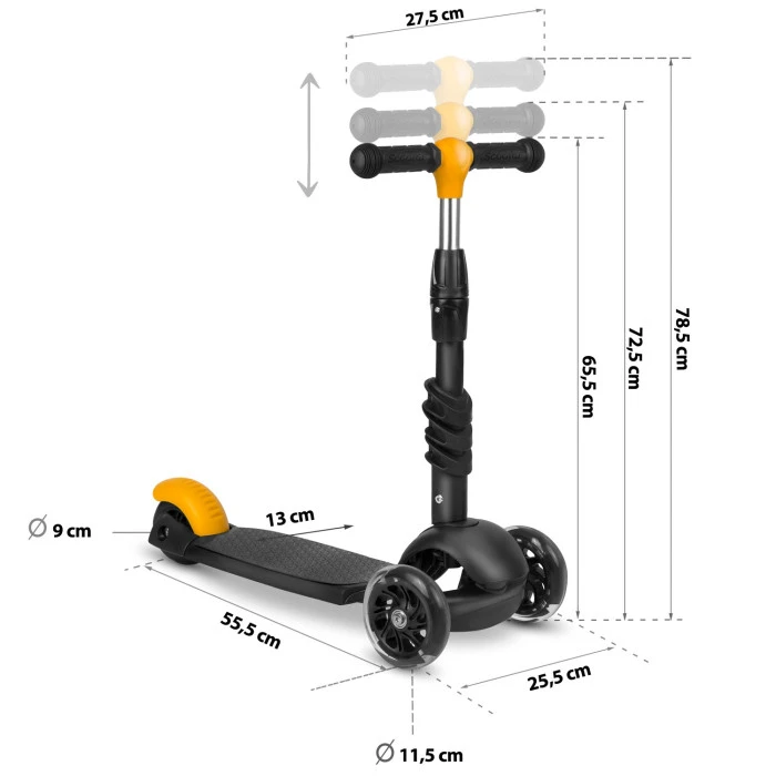 Самокат детский трехколесный Ricokids Loco черно-оранжевый