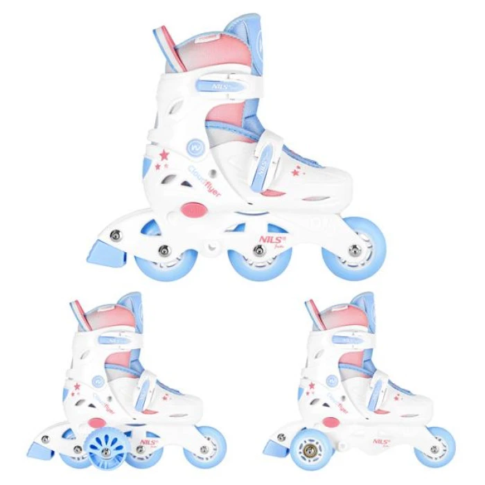 Роликові ковзани NILS FUN NJ1190 розмір S 30-33, біло-блакитні