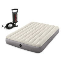 Матрас надувной Intex 64103 с насосом 203х152х25 см серый