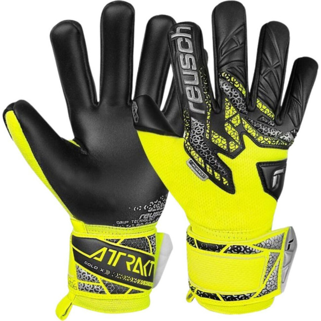 Перчатки вратарские Reusch Attrakt Gold X NC 5570955 2025 г.10, желто-черные Перчатки вратарские Reusch Attrakt Gold X NC 5570955 2025 г.10, желто-черные