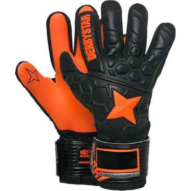 Перчатки вратарские Derbystar Evolution 2526 г.11, черно-оранжевые