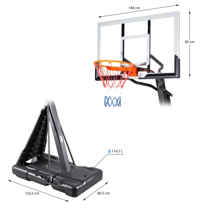 Устойчивая баскетбольная NILS ZDK027 305 см, черно-белая.