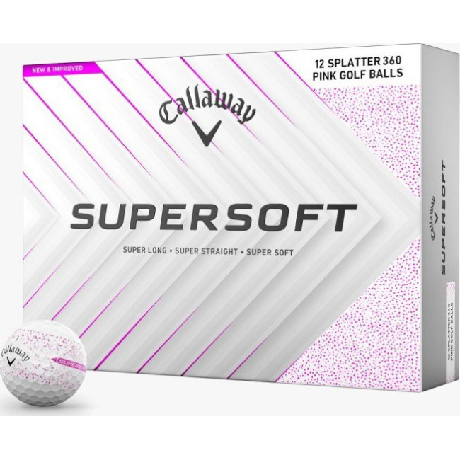 Мячи для гольфа Callaway Supersoft Splatter 360, 2025 12, бело-розовые