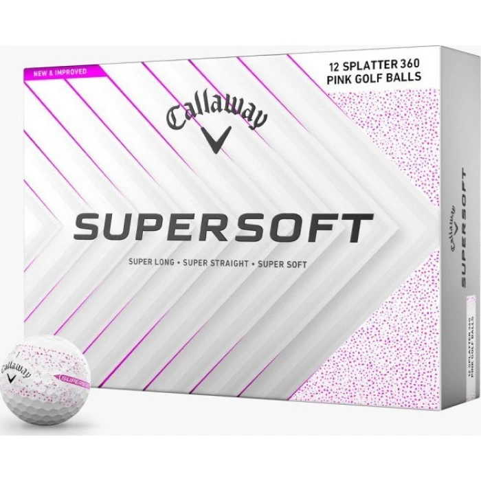 М'ячі для гольфу Callaway Supersoft Splatter 360, 2025 12, біло-рожеві