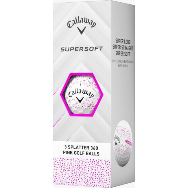 Мячи для гольфа Callaway Supersoft Splatter 360, 2025 12, бело-розовые