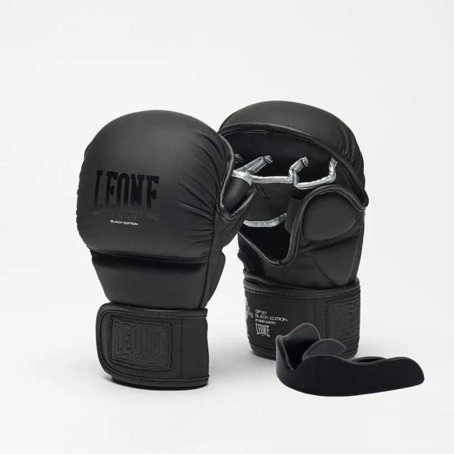 Рукавички греплінгові для ММА з капою Leone BLACK Edition розмір M, чорні