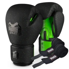 Перчатки боксерские с бинтами Phantom Galaxy размер 10 унций, черно-зеленые