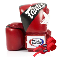 Перчатки боксерские с бинтами Fairtex BGV1 Nation Print 12 унций, красные
