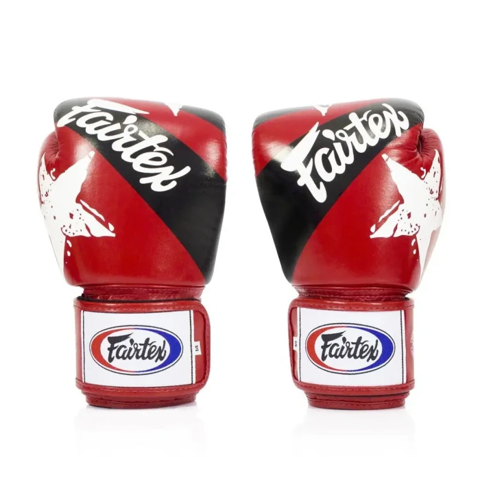 Перчатки боксерские с бинтами Fairtex BGV1 Nation Print 12 унций, красные
