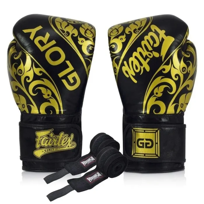 Перчатки боксерские с бинтами Fairtex BGVG2 Velcro размер 14 унций, черные