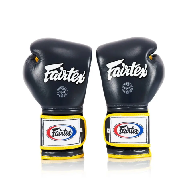 Перчатки боксерские с бинтами Fairtex Mexican BGV9 14 унций, сине-желтые