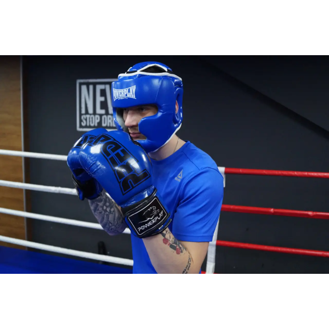 Шлем боксерский закрытый PowerPlay 3100 PU размер XS, синий