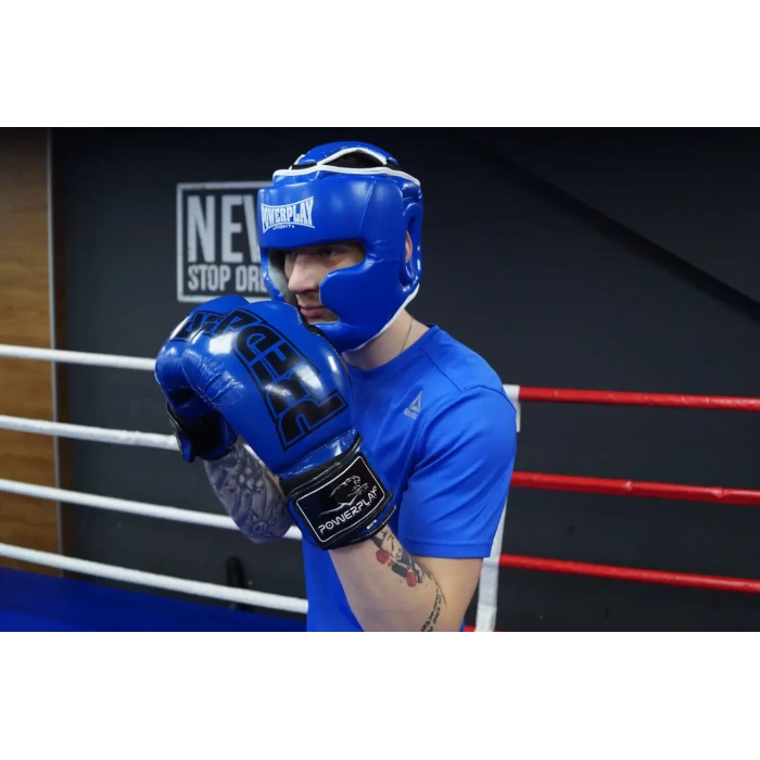 Шлем боксерский закрытый PowerPlay 3100 PU размер XS, синий