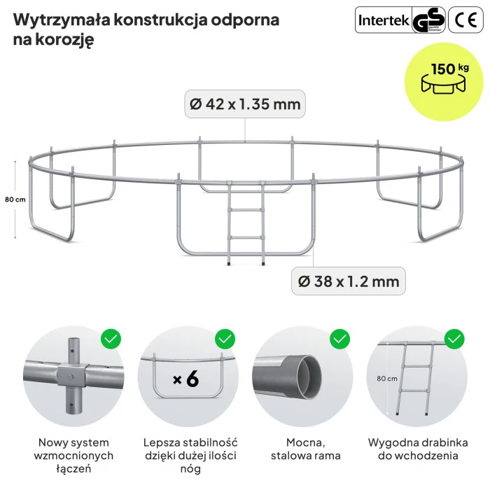 Батут Zipro Jump Pro Premium з внутрішньою сіткою 16 футів 496 см чорно-зелений