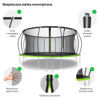 Батут Zipro Jump Pro Premium з внутрішньою сіткою 16 футів 496 см чорно-зелений