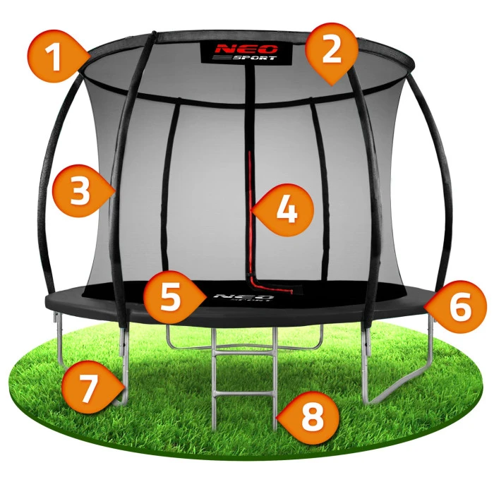 Батут Neo-Sport з внутрішньою сіткою 8 футів 252 см чорний