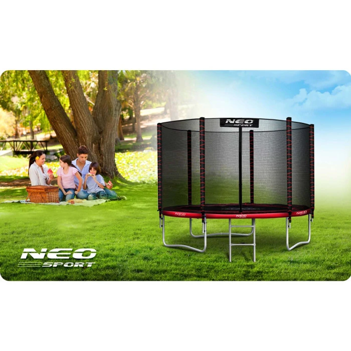 Батут Neo-Sport з зовнішньою сіткою 6 футів 183 см чорно-червоний