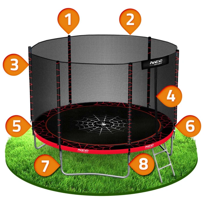 Батут Neo-Sport з зовнішньою сіткою 6 футів 183 см чорно-червоний