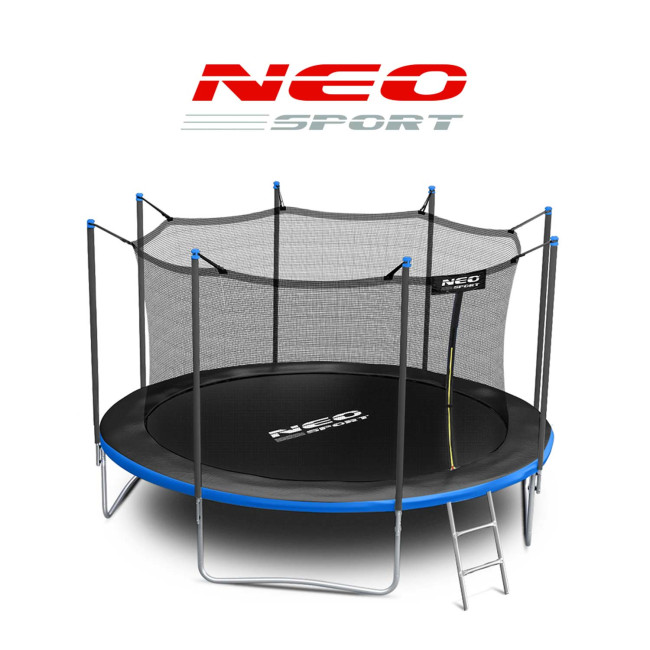 Батут Neo-Sport з внутрішньою сіткою 12 футів 374 см чорно-синій