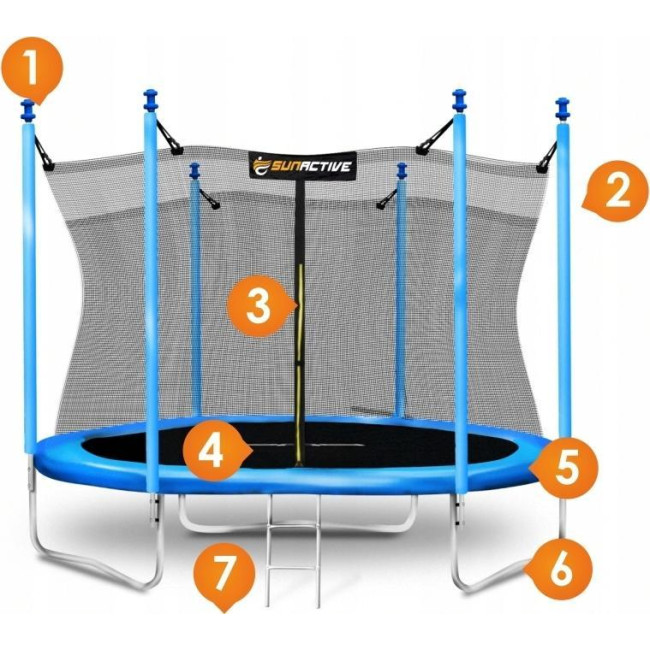 Батут SunActive TR 12FT-2 с внутренней сеткой 12 футов 374 см голубой
