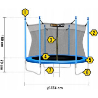 Батут SunActive TR 12FT-2 з внутрішньою сіткою 12 футів 374 см блакитний