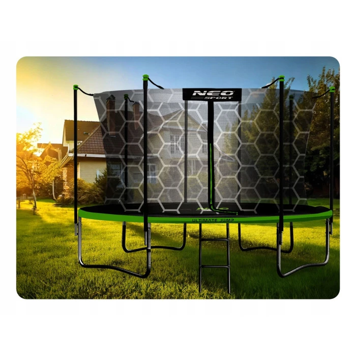 Батут Neo-Sport NS-15Z241 с внутренней сеткой 15 футов 465 см, черно-зеленый.