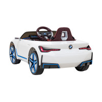 Детский автомобиль BMW i4 на аккумуляторе Белый + Медленный старт + EVA + Экокожа + Audio LED + Пульт