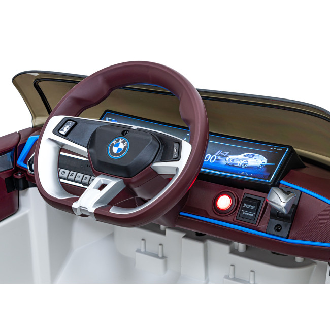 Дитячий автомобіль BMW i4 на акумуляторі Білий + Повільний старт + EVA + Екошкіра + Audio LED + Пульт