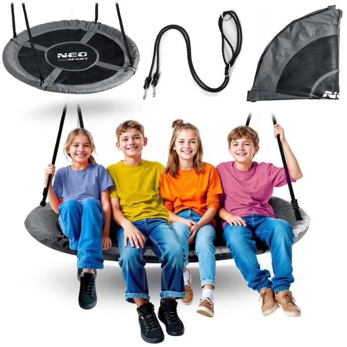 Качели Neo-Sport Swingo Гнездо аиста 120 см, черно-серая