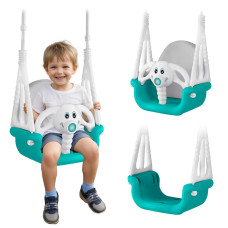 Качели 3-в-1 Слоник Ricokids, 130 х 162 см - бирюзово-белая